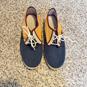 Spanish Maians Canvas Deck Shoes Navy Blue & Tan Casual Sneakers EU‎ 42
